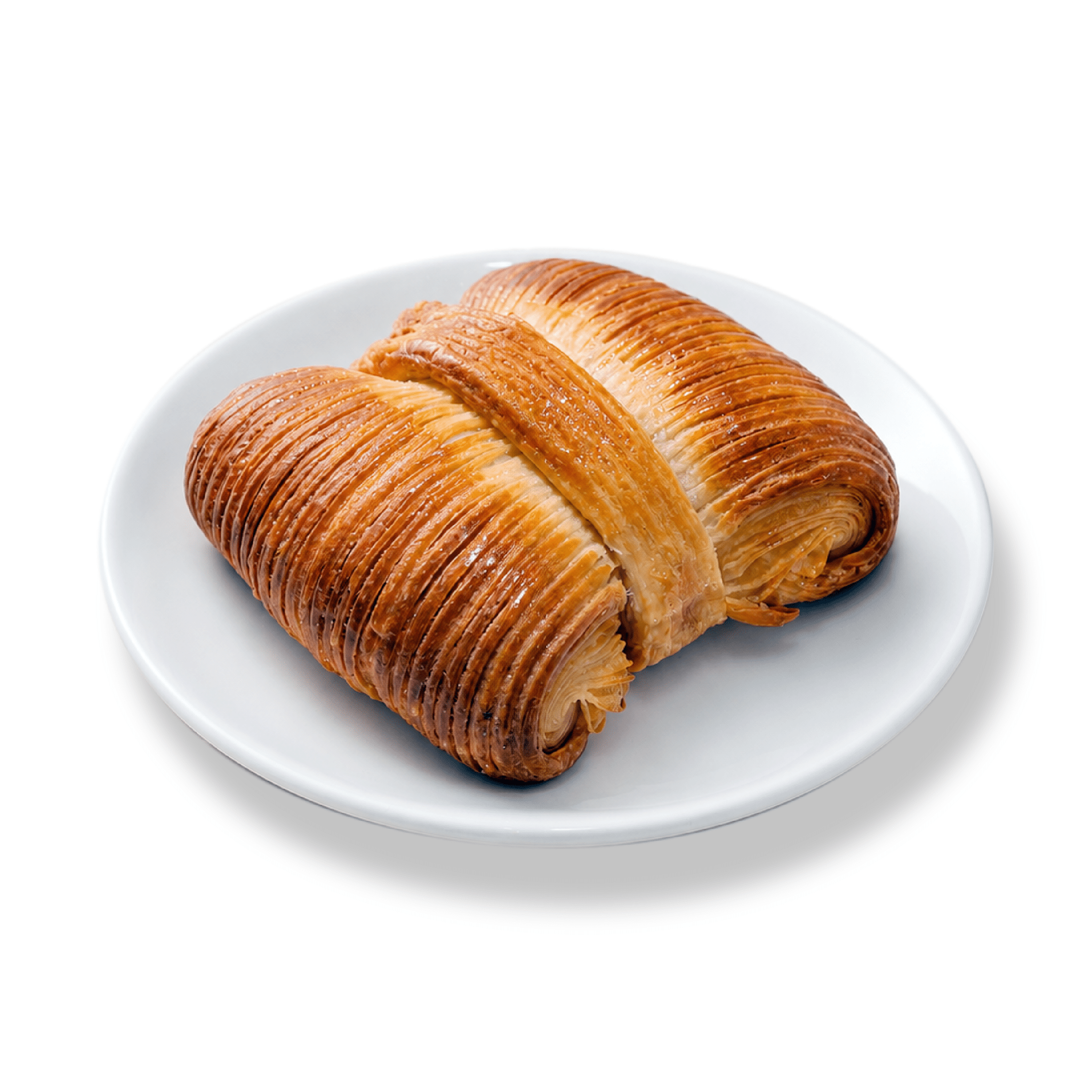 Freshly baked golden Bow Chocolate Croissant with flaky buttery layers and rich chocolate filling - BAEKRI Dubai