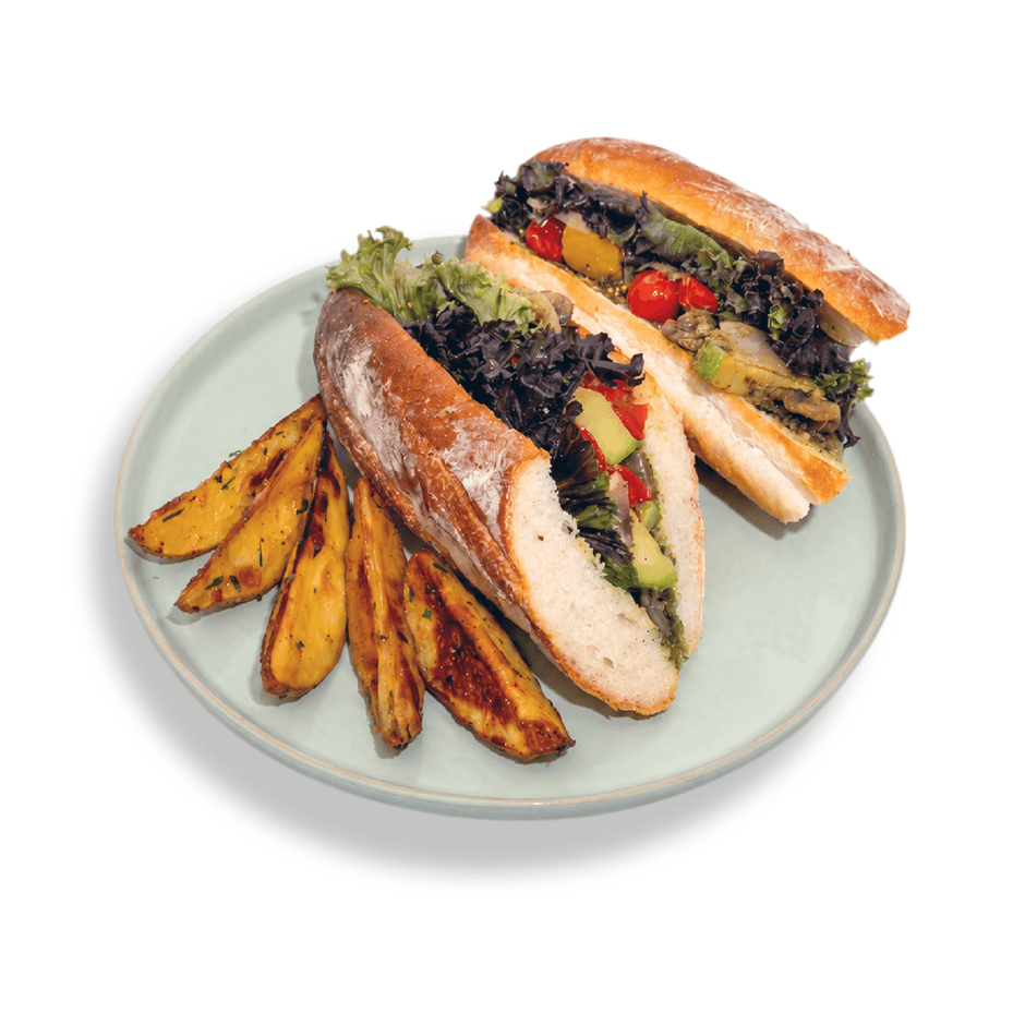 Artisanal Garden Fresh Veggies Sandwich packed with crisp colorful vegetables on freshly baked bakery bread at BAEKRI Dubai